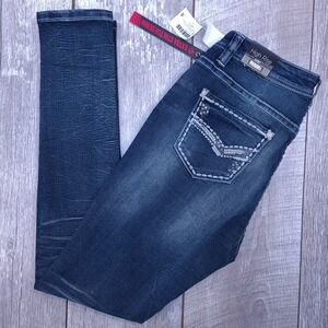 Rock and Roll Cowgirl Jeans Women 28 Dark Wash High Skinny Extra Stretch New